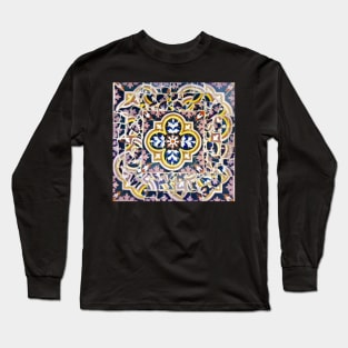 Mosaic Light Pink and Dark Blue Long Sleeve T-Shirt